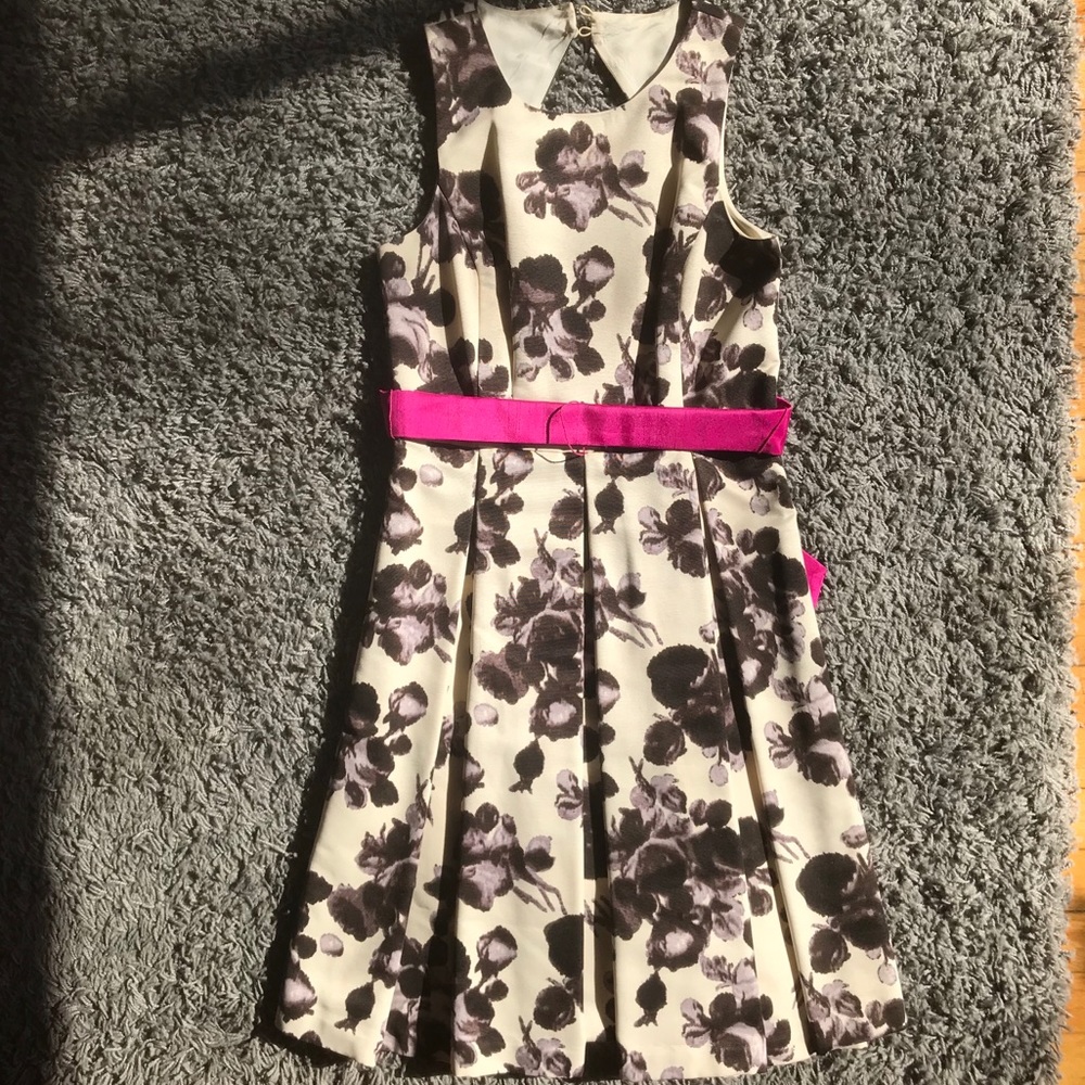 Eliza J Floral Dress with Pink Belt